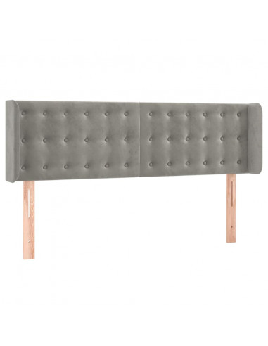 Testiera ad Orecchio Grigio Chiaro 147x16x78/88 cm in Velluto