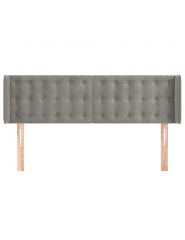 Testiera ad Orecchio Grigio Chiaro 147x16x78/88 cm in Velluto