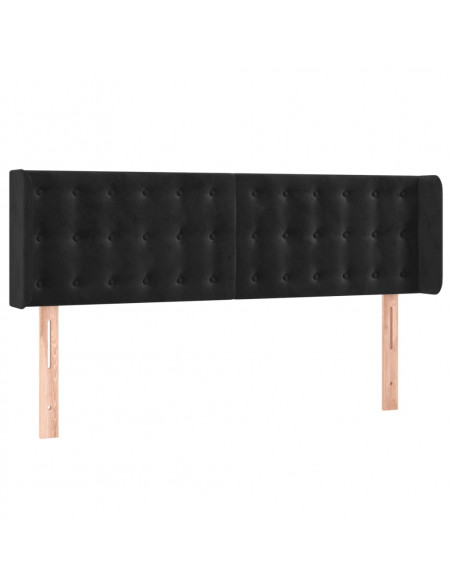 Testiera ad Orecchio Nera 147x16x78/88 cm in Velluto