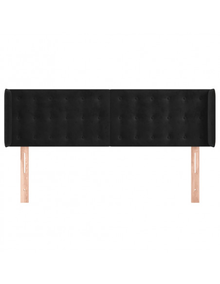 Testiera ad Orecchio Nera 147x16x78/88 cm in Velluto