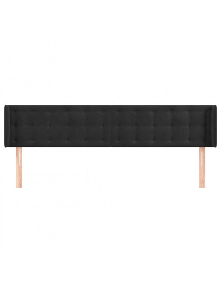 Testiera ad Orecchio Nera 183x16x78/88 cm in Velluto