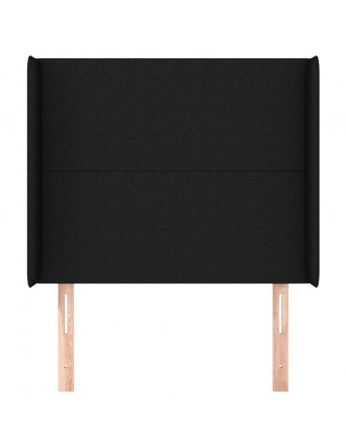 Testiera ad Orecchio Nera 83x16x118/128 cm in Tessuto