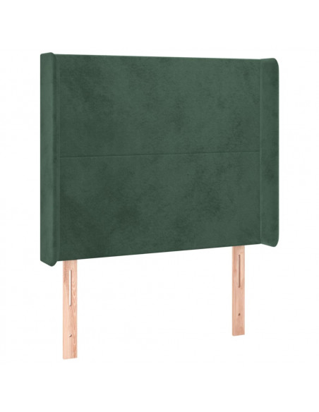 Testiera ad Orecchio Verde Scuro 103x16x118/128cm in Velluto