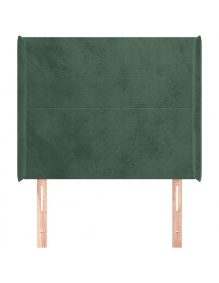 Testiera ad Orecchio Verde Scuro 103x16x118/128cm in Velluto