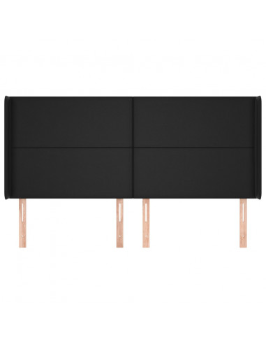 Testiera ad Orecchio Nera 203x16x118/128 cm in Similpelle