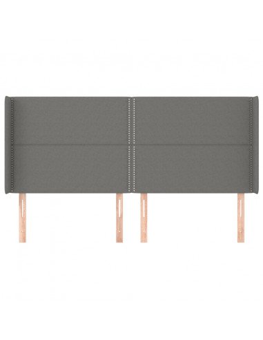 Testiera ad Orecchio GrigioScuro 203x16x118/128cm in Tessuto