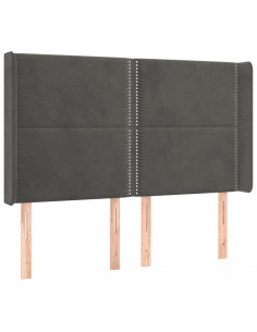 Testiera ad Orecchio GrigioScuro 147x16x118/128cm in Velluto 2