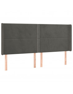 Testiera ad Orecchio GrigioScuro 203x16x118/128cm in Velluto 2