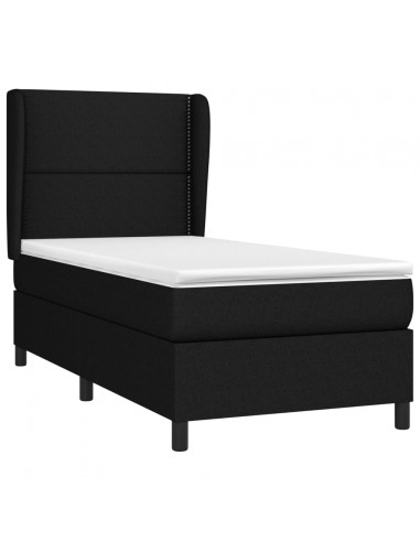 Giroletto a Molle con Materasso Nero 90x190 cm in Tessuto