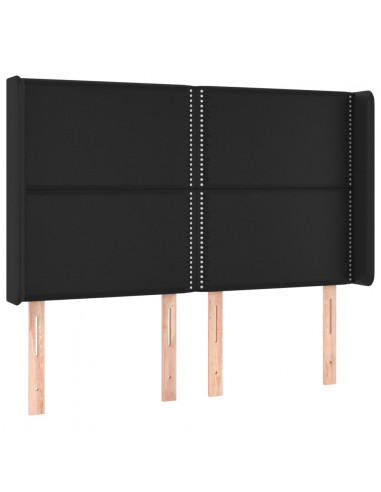 Testiera ad Orecchio Nera 147x16x118/128 cm in Similpelle