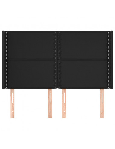 Testiera ad Orecchio Nera 147x16x118/128 cm in Similpelle