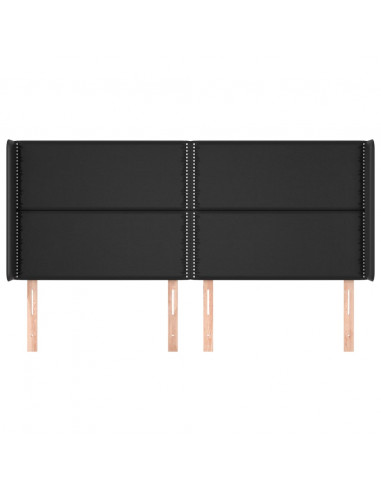 Testiera ad Orecchio Nera 163x16x118/128 cm in Similpelle