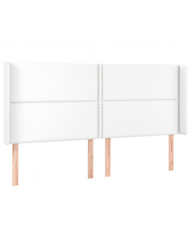 Testiera ad Orecchio Bianco 203x16x118/128 cm in Similpelle