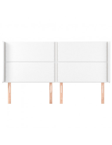 Testiera ad Orecchio Bianco 203x16x118/128 cm in Similpelle