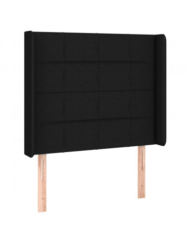 Testiera ad Orecchio Nera 83x16x118/128 cm in Tessuto