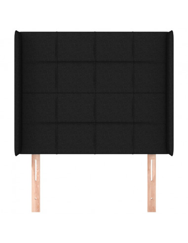 Testiera ad Orecchio Nera 83x16x118/128 cm in Tessuto