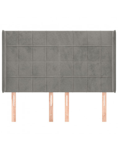 Testiera ad Orecchio Grigio Chiaro 147x16x118/128 cm in Velluto