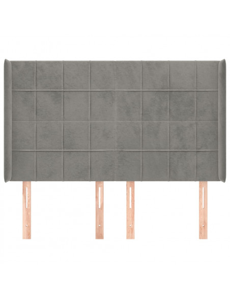 Testiera ad Orecchio Grigio Chiaro 147x16x118/128 cm in Velluto