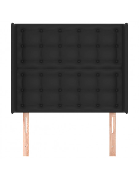Testiera ad Orecchio Nera 83x16x118/128 cm in Similpelle