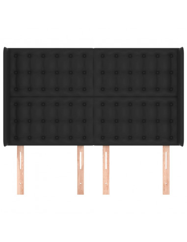 Testiera ad Orecchio Nera 147x16x118/128 cm in Similpelle