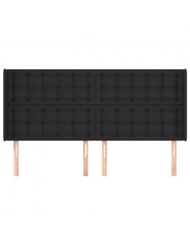 Testiera ad Orecchio Nera 163x16x118/128 cm in Similpelle