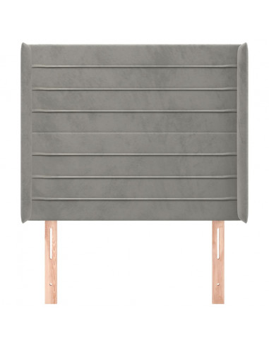 Testiera ad Orecchio Grigio Chiaro 103x16x118/128 cm in Velluto