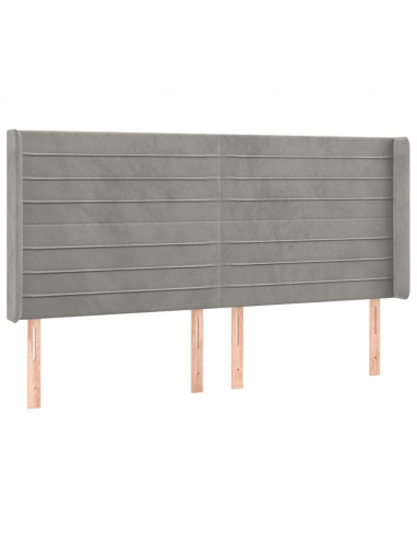 Testiera ad Orecchio Grigio Chiaro 203x16x118/128 cm in Velluto