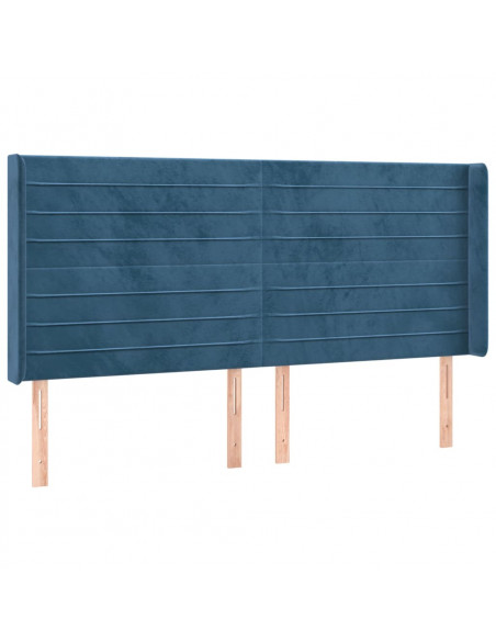 Testiera ad Orecchio Blu Scuro 203x23x118/128 cm in Velluto