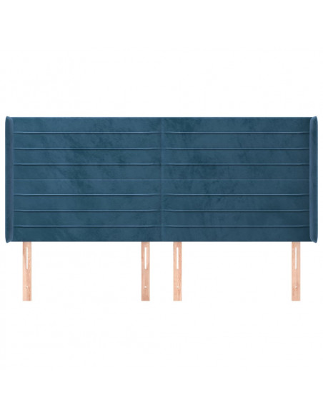 Testiera ad Orecchio Blu Scuro 203x23x118/128 cm in Velluto