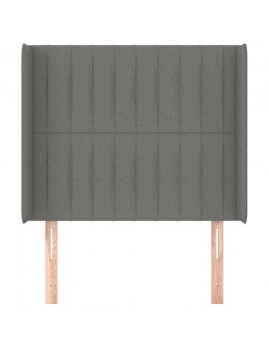 Testiera ad Orecchio Grigio Scuro 93x16x118/128 cm in Tessuto