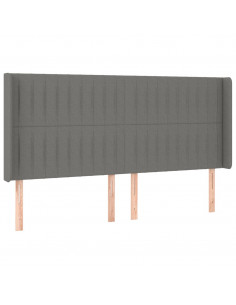 Testiera ad Orecchio GrigioScuro 203x16x118/128cm in Tessuto 2