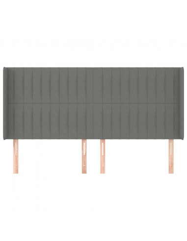 Testiera ad Orecchio GrigioScuro 203x16x118/128cm in Tessuto