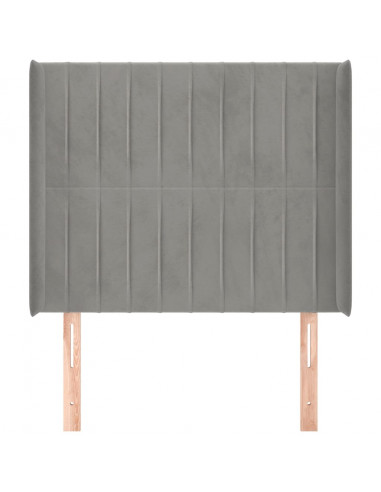 Testiera ad Orecchio Grigio Chiaro 103x16x118/128 cm in Velluto