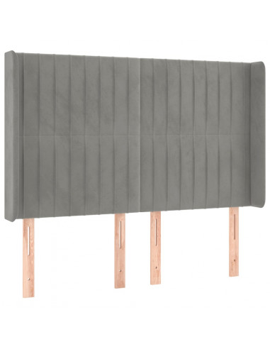 Testiera ad Orecchio Grigio Chiaro 147x16x118/128 cm in Velluto