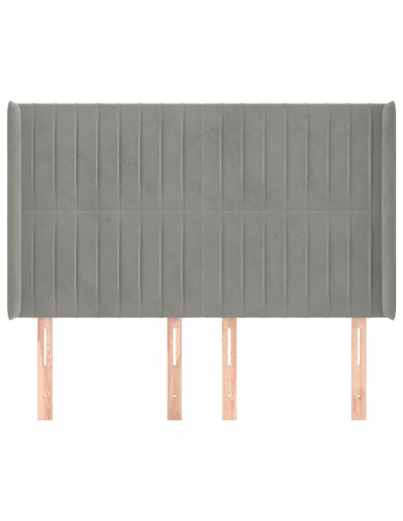 Testiera ad Orecchio Grigio Chiaro 147x16x118/128 cm in Velluto