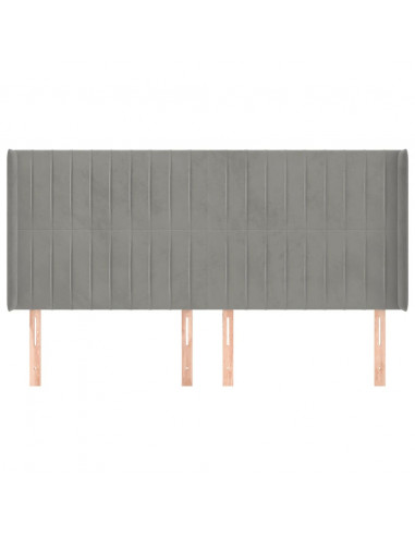 Testiera ad Orecchio Grigio Chiaro 203x16x118/128 cm in Velluto