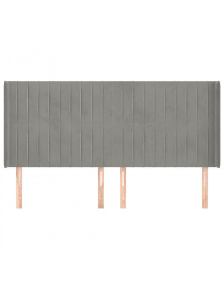 Testiera ad Orecchio Grigio Chiaro 203x16x118/128 cm in Velluto