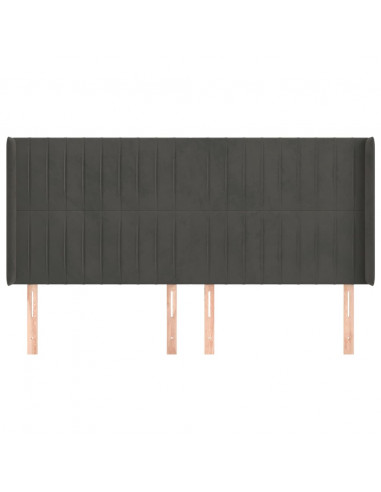 Testiera ad Orecchio GrigioScuro 203x16x118/128cm in Velluto