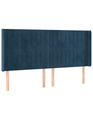 Testiera ad Orecchio Blu Scuro 203x23x118/128 cm in Velluto