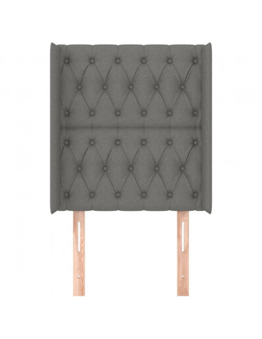 Testiera ad Orecchio Grigio Scuro 83x16x118/128 cm in Tessuto