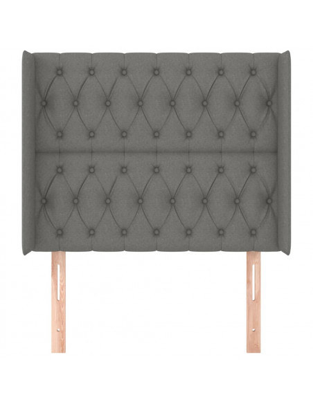 Testiera ad Orecchio Grigio Scuro 93x16x118/128 cm in Tessuto