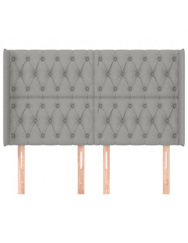 Testiera ad Orecchio Grigio Chiaro 147x16x118/128 cm in Tessuto