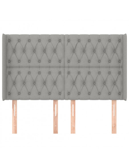 Testiera ad Orecchio Grigio Chiaro 147x16x118/128 cm in Tessuto