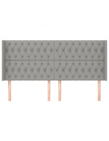 Testiera ad Orecchio Grigio Chiaro 203x16x118/128 cm in Tessuto