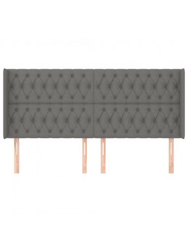 Testiera ad Orecchio GrigioScuro 203x16x118/128cm in Tessuto
