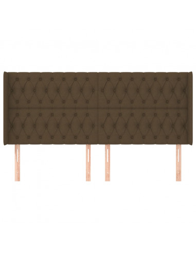 Testiera ad Orecchio Marrone Scuro 203x16x118/128 cm in Tessuto