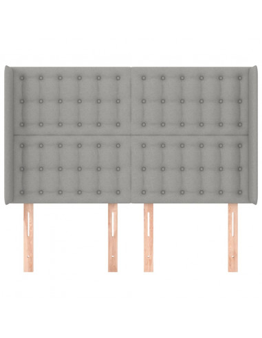 Testiera ad Orecchio Grigio Chiaro 147x16x118/128 cm in Tessuto