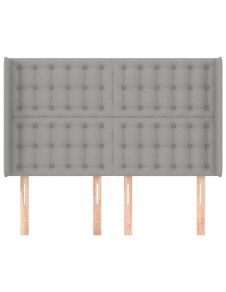 Testiera ad Orecchio Grigio Chiaro 147x16x118/128 cm in Tessuto
