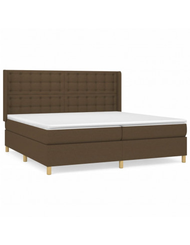 Giroletto a Molle con Materasso Marrone Scuro 200x200cm Tessuto