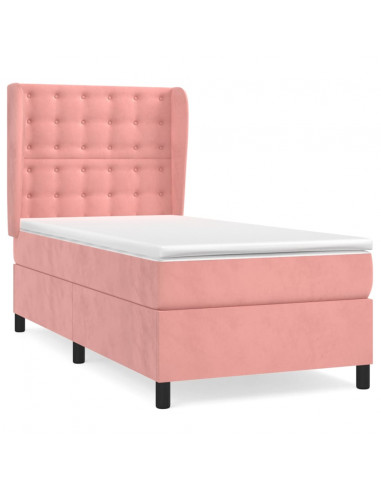 Giroletto a Molle con Materasso Rosa 100x200 cm in Velluto